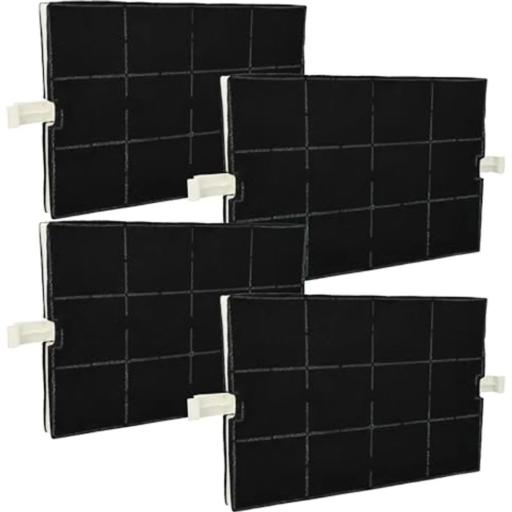 vhbw 4x Aktivkohlefilter kompatibel mit Gaggenau AI200, AH600990, AH600790, AH600190, AA001010 Dunstabzugshaube - 36,7 x 20,0 x 2,4 cm, schwarz & weiß – Bild 1