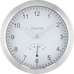 Hama Badezimmeruhr mit Saugnäpfen und Thermometer (Quarz-Uhr, spritzwasserfest, bohrfreie Montage, 17cm Durchmesser, Aluminium) Baduhr silber