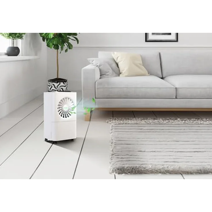 Sichler Haushaltsgeräte Digitaler 2in1-Luftentfeuchter & -reiniger, 10 Liter/Tag, für Räume bis 25 m², mit Timer und LCD-Display, mobil mit 4 Rollen – Bild 3