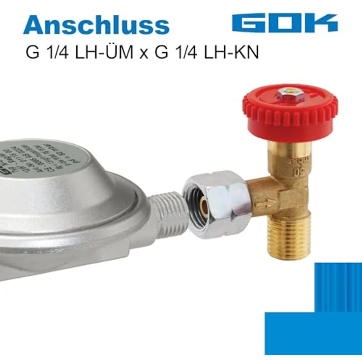 GOK Schlauch Gok Gasmengenventil 09-745 R1/4", Regulierventil mit Absperreinrichtung, DVGW-geprüft, 90° Drehung – Bild 4