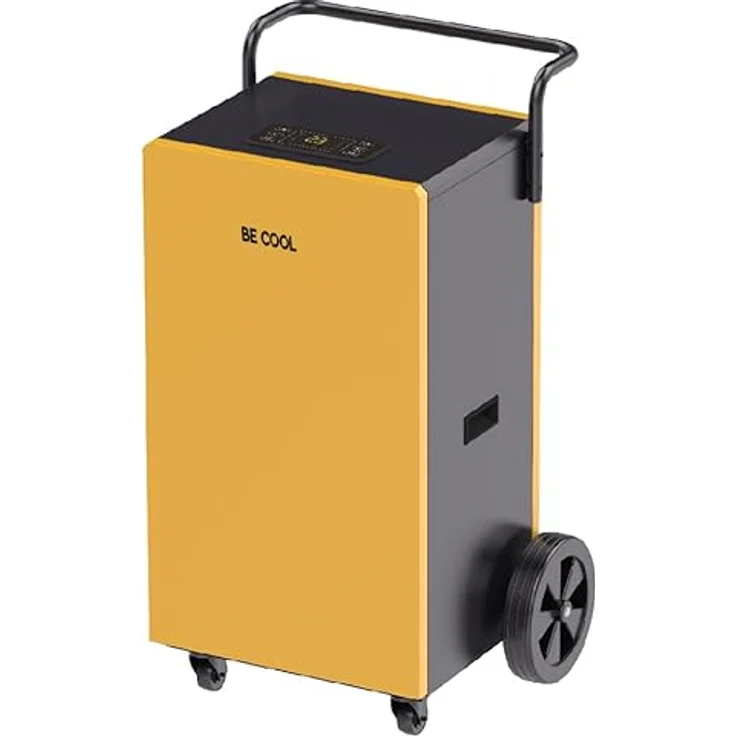 Be Cool Bautrockner/Luftentfeuchter 90l BC90LEF2202 – Metallgehäuse, Griff und Laufrollen, 700 m³/h Luftumwälzung, integr. Pumpe, schwarz/gelb – Bild 1
