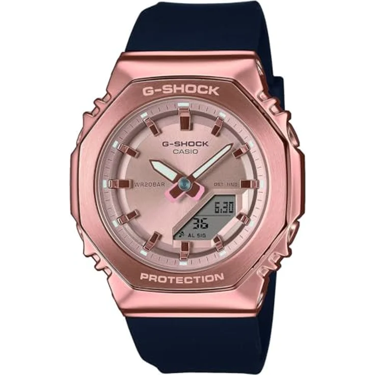 Casio G-Shock Damenuhr Schwarz/Roségold GM-S2110PG-1A4ER, Alarm, Stoppuhr, Im Dunkeln leuchtend – Bild 1