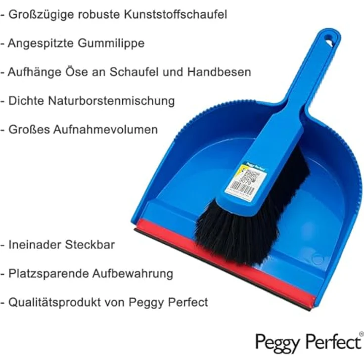 Peggy Perfect Kehrgarnitur Super, Profigarnitur mit Handfeger und Kehrschaufel, Breite ca. 23 cm, blau – Bild 4