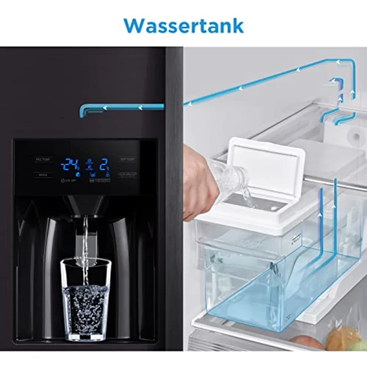 Midea KS-DDX 6.32 WT Side-by-Side Kühl-/Gefrierkombination/ 178,8 cm Höhe/ 254 kWh/Jahr/No Frost/Dual Inverter Compressor/mit 3in1 Wasser-/Eisspender und Wassertank, Dark Inox – Bild 5