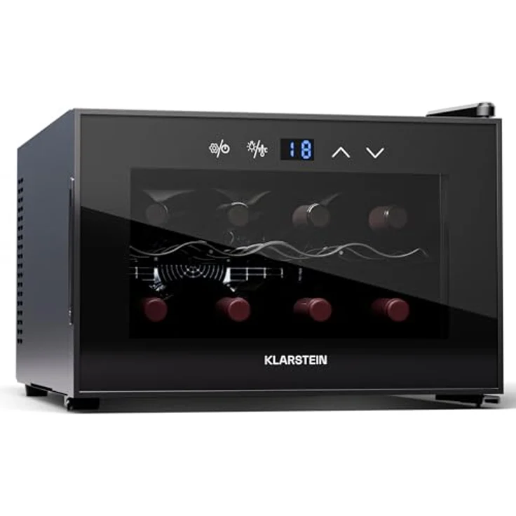 Klarstein Shiraz 8 Uno Weinkühlschrank, 8 Flaschen, 8-18 °C, Touch-Control, Schwarz – Bild 1