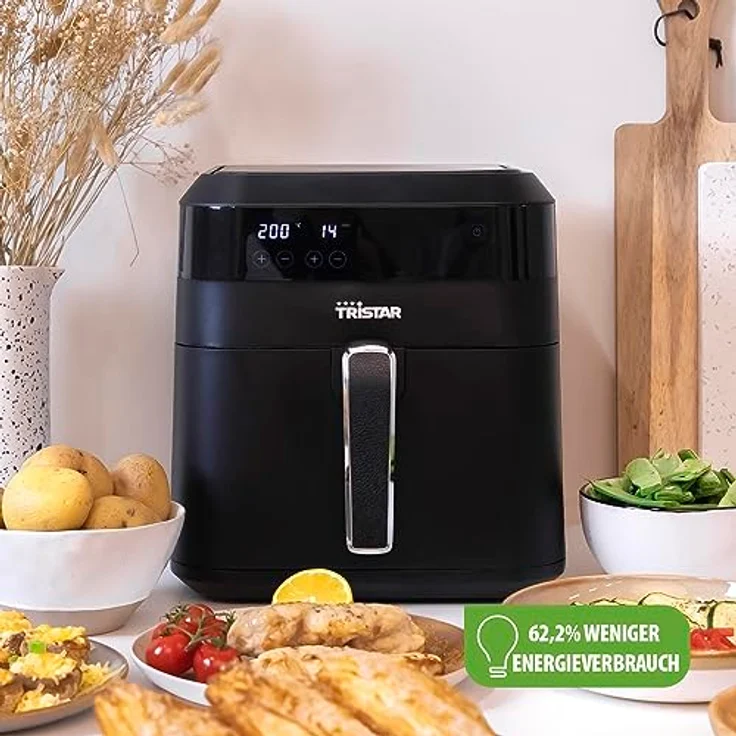 Tristar FR-6999 Digitale Heißluftfritteuse XXL – 6 L – 62,2% weniger Energieverbrauch – 1,5 kg Pommes frites – 10 Programme – Schwarz – Bild 2