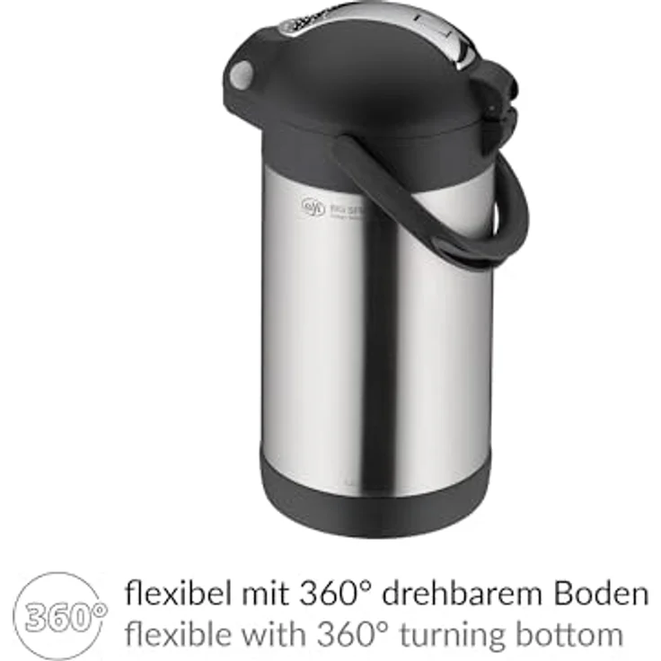 alfi 0887.020.300 Getränkespender, Pumpkanne Big Spender, Edelstahl mattiert 3,0 Liter, 12 Stunden heiß, 24 Stunden kalt – Bild 5