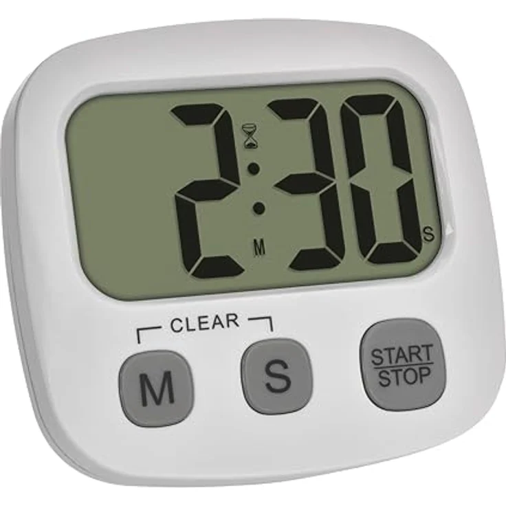 TFA Dostmann Eieruhr 4009816042521, digitale Stoppuhr mit großem Display, Uhrzeitanzeige und Memory-Funktion, weiß – Bild 1