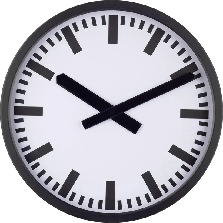EuroTime BIG Bahnhofsuhr, Funk-Wanduhr im matt-schwarzen Metallgehäuse, 35 cm