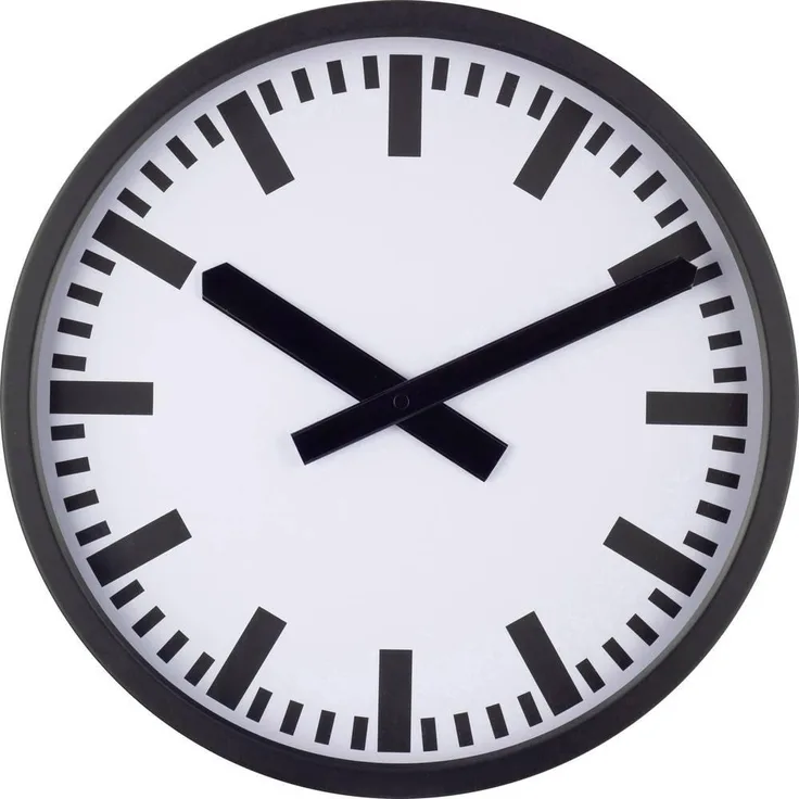 EuroTime BIG Bahnhofsuhr, Funk-Wanduhr im matt-schwarzen Metallgehäuse, 35 cm