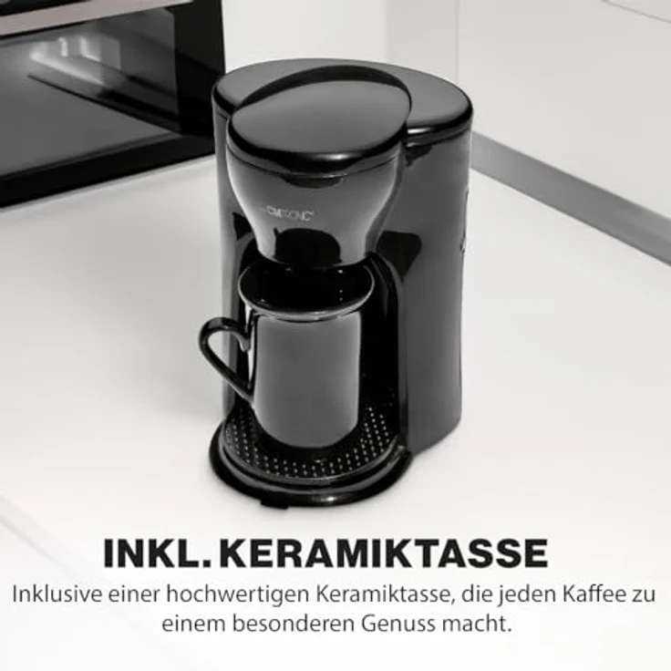 Clatronic KA 3356 1-Tassen-Kaffee-Automat, inkl. Keramiktasse, schwarz – Bild 3