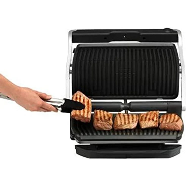 Tefal GC7228 OptiGrill+ XL Kontaktgrill, 2000 Watt, 9 automatische Grillprogramme, 40 x 20 cm Grillfläche, Antihaftbeschichtet, inkl. OptiMal International Rezeptbuch, schwarz – Bild 5