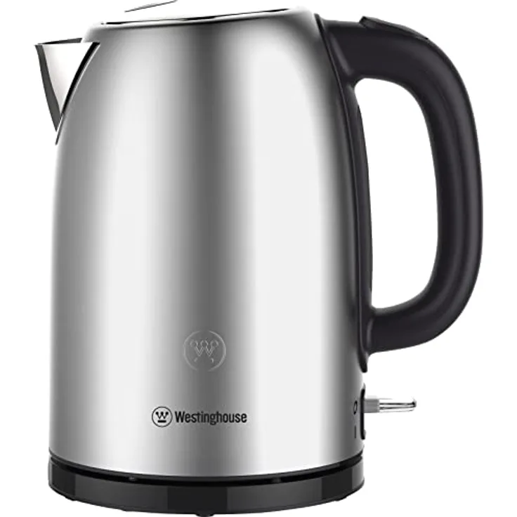 WESTINGHOUSE Wasserkocher Basic-Serie 2200 Watt, Wasserkocher Edelstahl mit 1,7 Liter Fassungsvermögen, Wasserstandsanzeige, Wasserkocher mit Kalkfilter und automatische Stopp-Funktion, silber