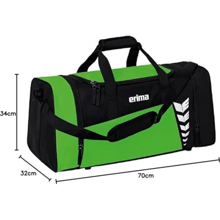 Erima Sporttasche Six Wings, geräumige Sporttasche mit modernen Design und integriertem Nassfach, Größe M, schwarz – Bild 2