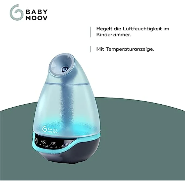 Babymoov Hygro Plus, digitaler Luftbefeuchter mit Nachtlicht (7 Farben), automatische Feuchtigkeitsregelung, Vernebler für ätherische Öle – Bild 3
