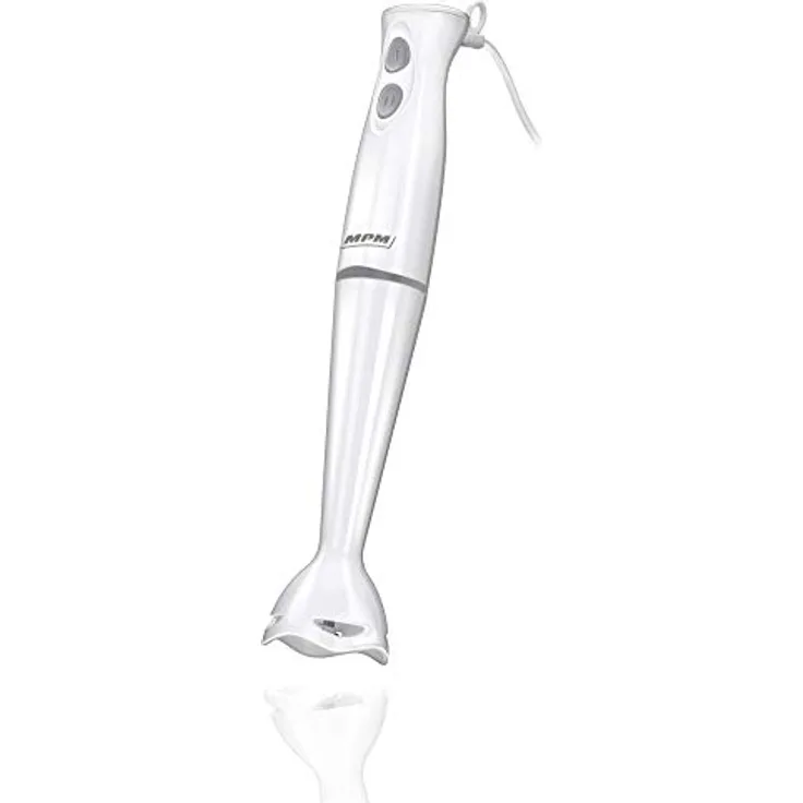 MPM MBL-18 Stabmixer, Abnehmbarer Fuß, Edelstahlklingen, 2 Geschwindigkeiten, BPA-frei, 200W, Weiß