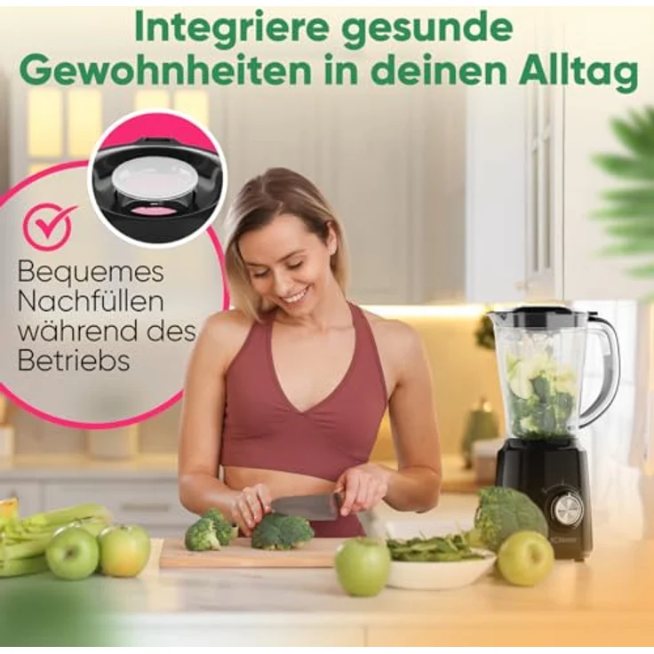 Bomann® UM 6091 CB Standmixer 500W, 1,5L BPA-freier Mixer mit Edelstahlmesser, Ice-Crush Funktion, 4 Geschwindigkeitsstufen und Nachfüllöffnung – Bild 7