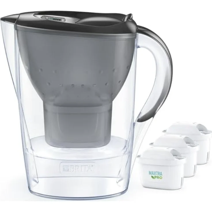 Brita Filterkanne Marella +3 Maxtra Pro PP, grau, 2,4 l 150 l - Wasserfilter mit mehrfarbigem Design – Bild 1