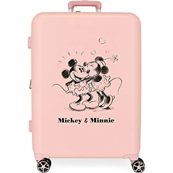 Disney Mickey & Minnie Kisses Mittelgroßer Koffer, Nude, 48 x 70 x 26 cm, starres ABS, integrierter TSA-Verschluss, 88 l, 3,98 kg, 4 Doppelrollen