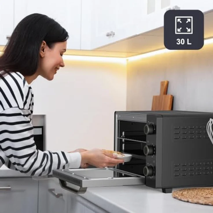Black+Decker BXOV3000E, 30-Liter Tischbackofen mit 1500 W, Heißluftumwälzung und Grillfunktion, grau – Bild 3