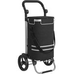 SONGMICS Einkaufstrolley, Trolley mit Kühlfach, 35 Liter, klappbar, abnehmbare Tasche, schwarz