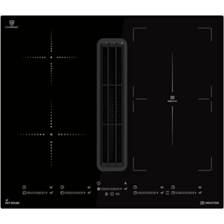 KKT KOLBE IND600DRAFT, Induktionskochfeld mit integriertem Dunstabzug, 60 cm, 7,4 kW, 4 Zonen, 9 Stufen, rahmenlos, 638 cbm/h – Bild 1