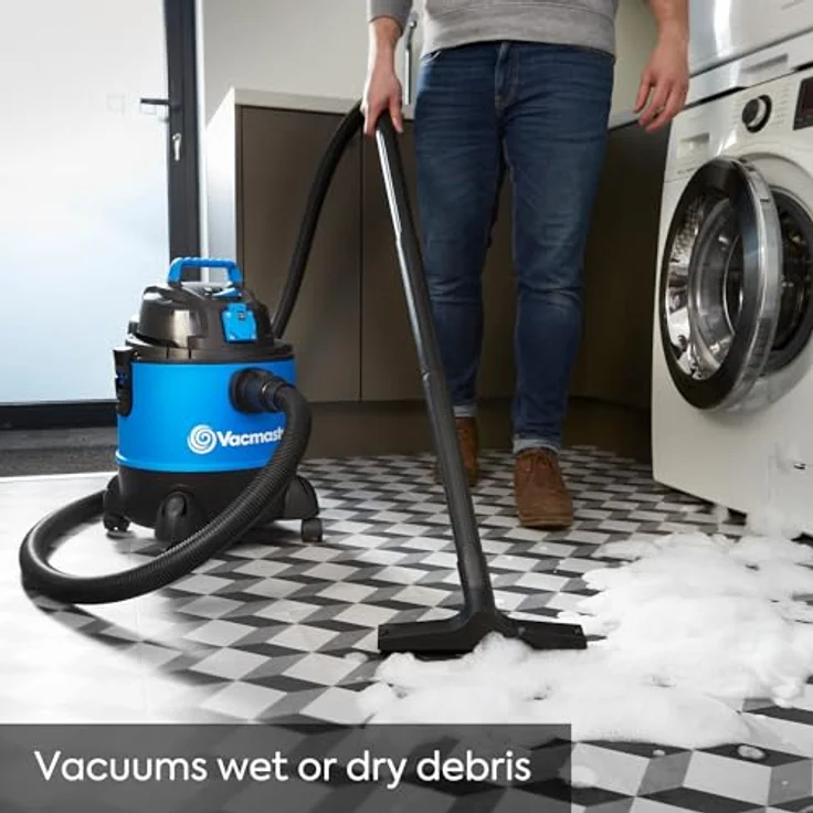 Vacmaster VQ1220PFC, Nass-Trocken- & Waschsauger 1250W mit 20L, integrierter Steckdose und Blasfunktion für Haus, Garage, Auto – Bild 4