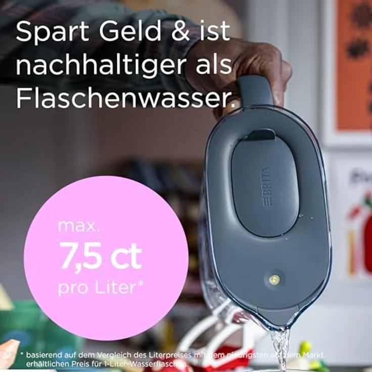 BRITA Wasserfilter Kanne Style Essential XL steinblau, 3,6L mit MAXTRA PRO Pure Performance, Smart Light LED & Klapp-Deckel, filtert Verunreinigungen – Bild 5