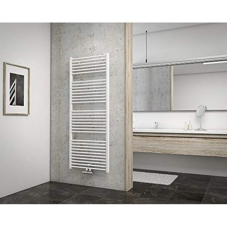 Schulte Bad-Heizkörper Turbo, 153 x 60 cm, 886 Watt Leistung, Mittelanschluss, Alpin-weiß, Handtuchhalter-Funktion – Bild 2