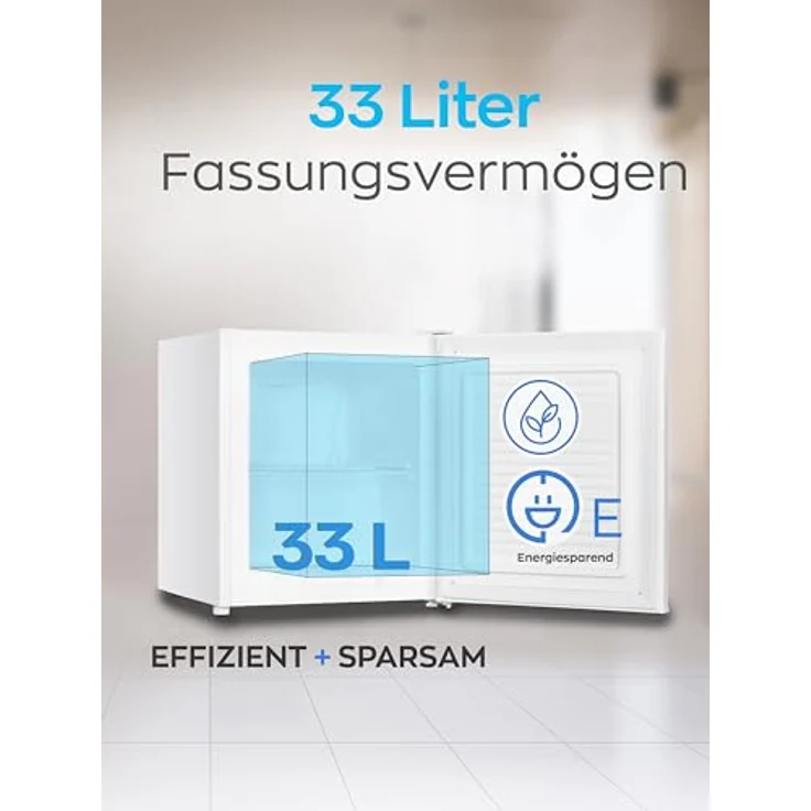 Heinrich´s Mini Gefrierschrank 33L -18°C klein kompakt leise:40db Gefrierbox; wechselbarer Türanschlag; mini Tiefkühltruhe Tiefkühlschrank,perfekt für Büro Camping Outdoor (weiß) – Bild 2