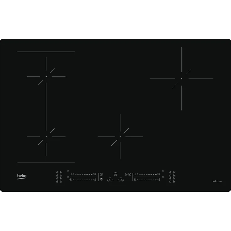 Beko HII84540IFT, Induktionskochfeld mit 7200 Watt, Touch-Steuerung und integriertem Dunstabzug, Schwarz