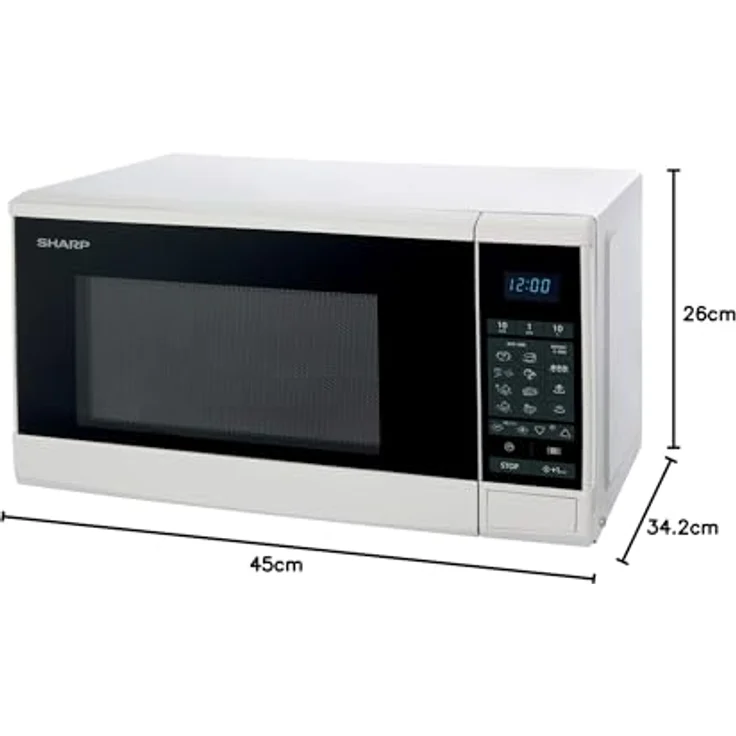 Sharp R270W Mikrowelle, Standgerät, 800W, Garraum 20 Liter, 10 Leistungsstufen, 8 Automatikprogramme, Touch, LED-Display, Auftauen, weiß – Bild 5