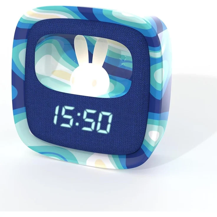 Mobility on Board Billy Clock, Wecker mit Licht und zwei Alarmen, blauer Silikonrahmen