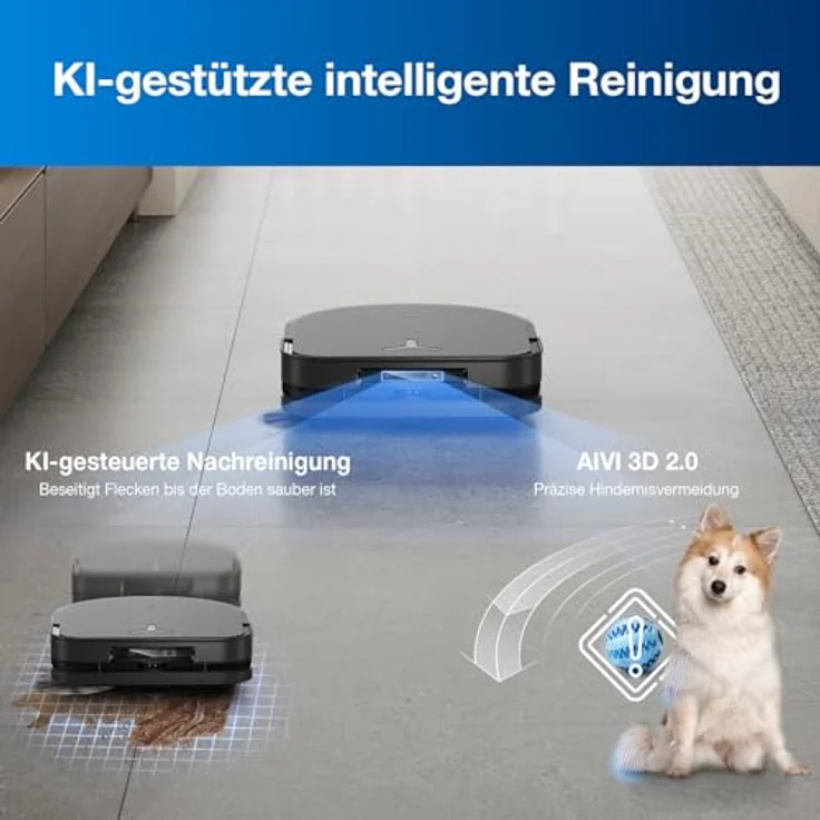 ECOVACS DEEBOT X5 PRO Omni, Saug- und Wischroboter mit 12800 Pa Saugleistung, ZeroTangle Anti-Verhedderung, TruEdge™ Randreinigung, Wischen mit 70 °C, intelligente AINA 2.0-Navigation, lange Akkulaufzeit – Bild 4