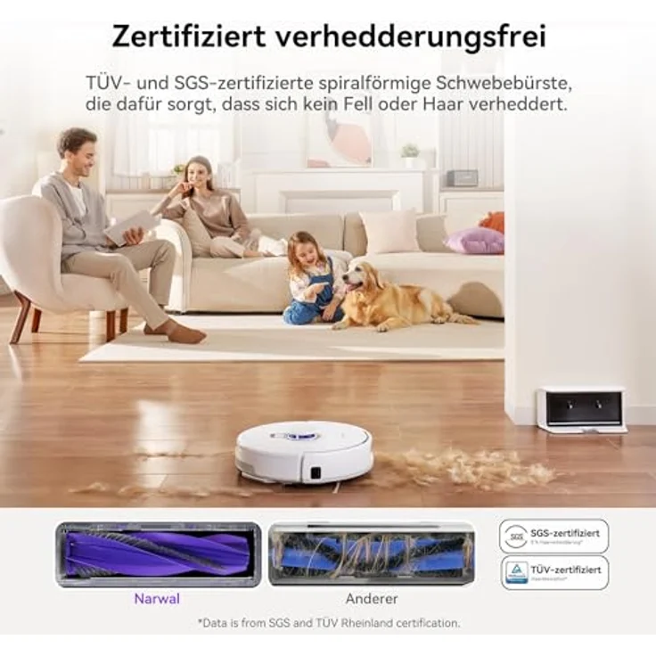 Narwal Freo X Plus Robot Vacuum, Staubsauger Roboter mit Zero Tangling Brush, 7800Pa Saugkraft, 2-in-1 Mop & Staubsauger, Weiss – Bild 3