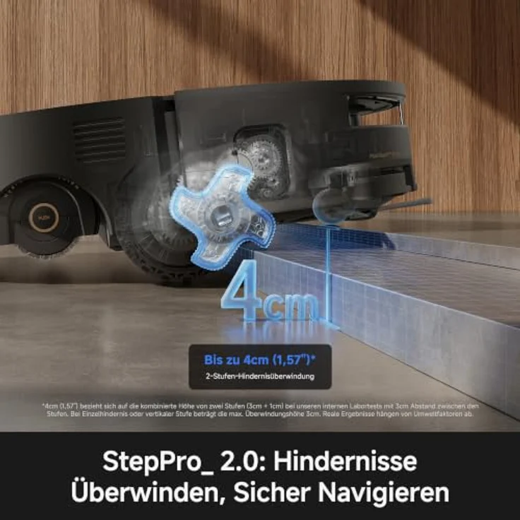 MOVA S70 Ultra Roller, Saugroboter mit 32.000 Pa Saugkraft, HydroForce-Wischen, All-in-One-Station, 100°C Moppwäsche, flach in Schwarz – Bild 6