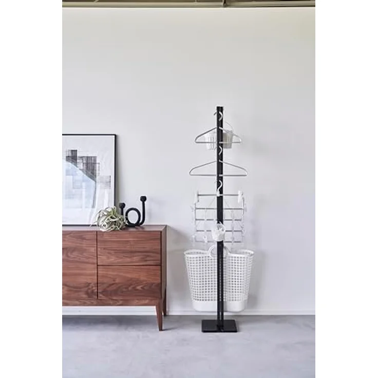 YAMAZAKI 6620 Tower Klappbarer Wäscheständer für den Innenbereich, schwarz, Stahl/Polypropylen, minimalistisch, 175 x 25 x 160 cm – Bild 3