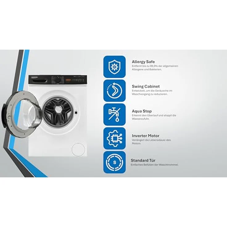 Daewoo WM612T2TWB0DE, 6 kg Frontlader Waschmaschine, Energieeffizienzklasse A, 1200 U/Min, Aqua Stop, Allergy Safe, 15 Min Kurzprogramm, LED-Display, Weiß – Bild 2