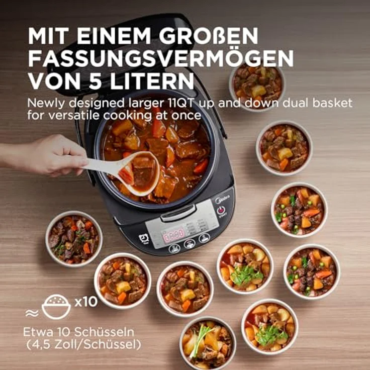 Midea Reiskocher Multikocher 11 Programme, 5 Liter für bis zu 10 Personen, Schwarz – Bild 5