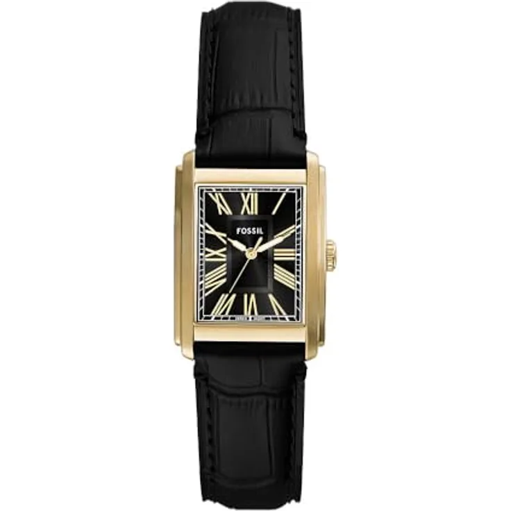 Fossil Herren Analog Quarz Uhr mit Leder Armband FS6091, 42-mm-Gehäuse, schwarz