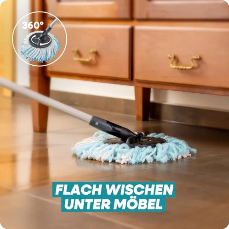Leifheit Bodenwischer-Set CLEAN TWIST Disc Mop Ergo Black, 4-teilig, mit Auswringen im Stehen, dosierbarer Feuchtigkeit und Teleskopstiel 109-140 cm – Bild 6