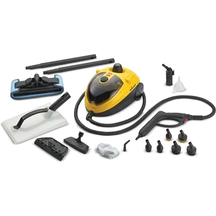 WAGNER Power Steamer 915 E, multifunktionaler Dampfreiniger mit 18 Zubehörteilen, Dampfdruck 3,5 bar, Dampfzeit ca. 40 Min, 1,2 l Tank, 3m Schlauch, 1500 W