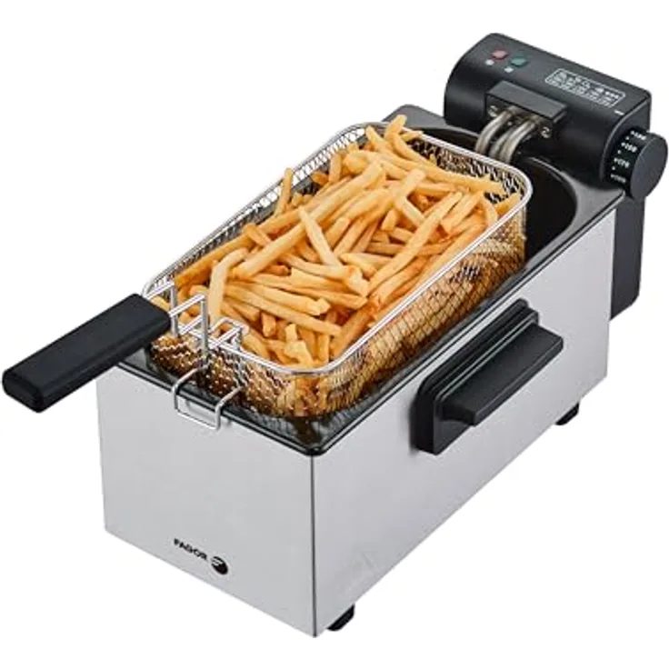 Fagor EasyFry, Elektrische Fritteuse mit 2000 W, 3 l Kapazität, Temperaturregelung bis 190 °C, Edelstahlgehäuse