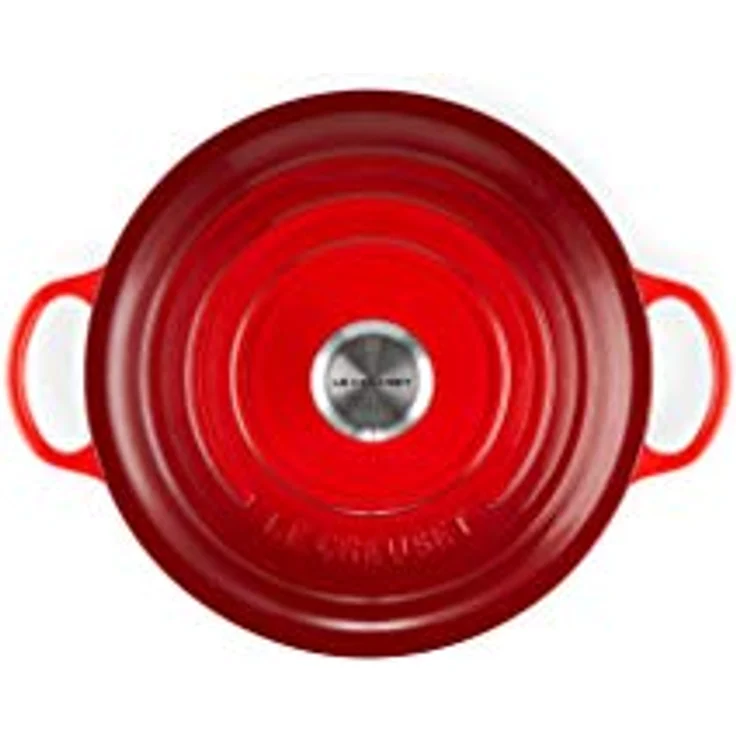 Le Creuset Signature Gusseisen-Bräter mit Deckel, Ø 26 cm, La Marmite, Rund, Für alle Herdarten und Induktion geeignet, Volumen: 4,1 l, Kirschrot – Bild 4
