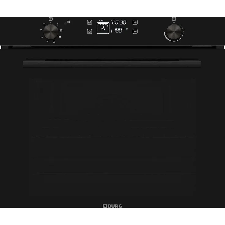 Burg Einbaubackofen BEB8BL.1, Pyrolyse mit visioTouch Display, 78 Liter Garraum, schwarze Glasfront, Kindersicherung