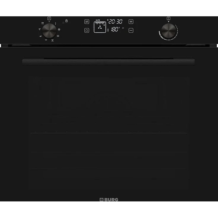 Burg Einbaubackofen BEB8BL.1, Pyrolyse mit visioTouch Display, 78 Liter Garraum, schwarze Glasfront, Kindersicherung