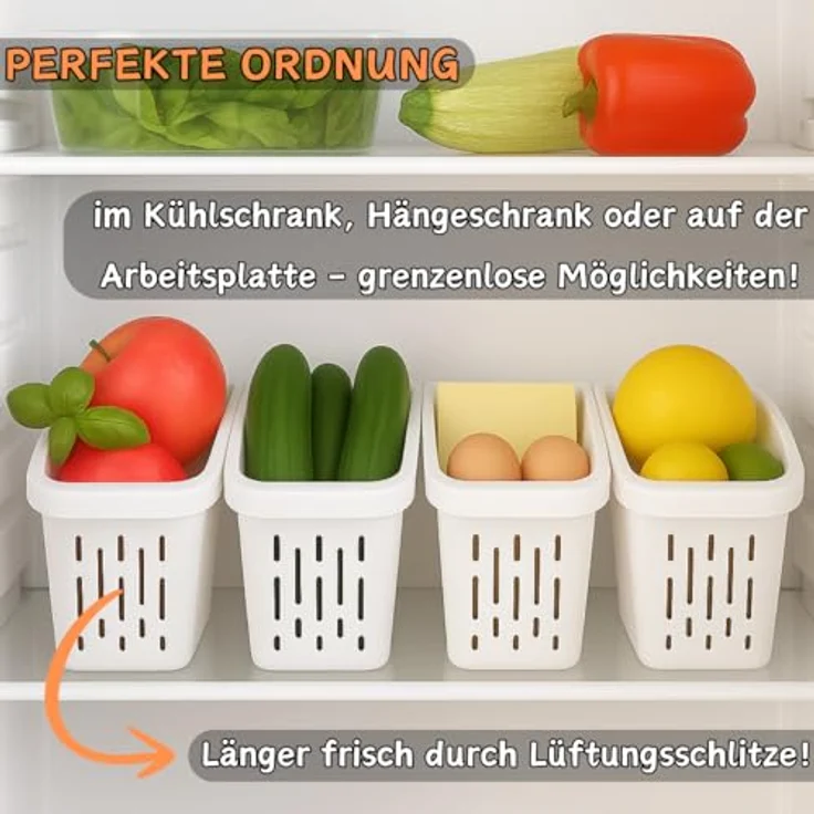 Engelland Korbeinsatz Kühlschrank-Organizer, BPA-freier Kunststoff, 29x13x17.5 cm, robust und platzsparend – Bild 3