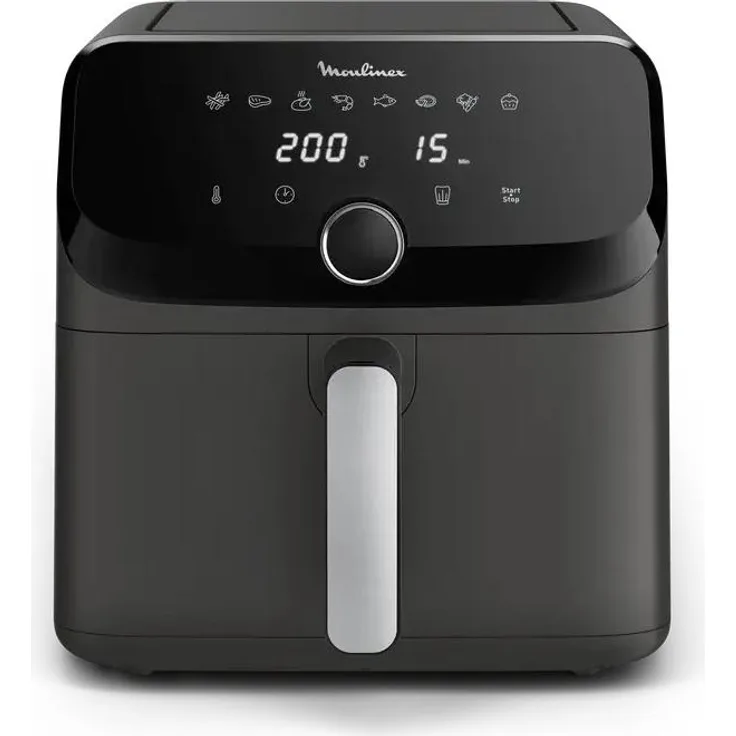 Moulinex Easy Fry Mega EZ855HF0, Heißluftfritteuse mit 7,5L Fassungsvermögen und 2020W Leistung, Holzkohle Grau