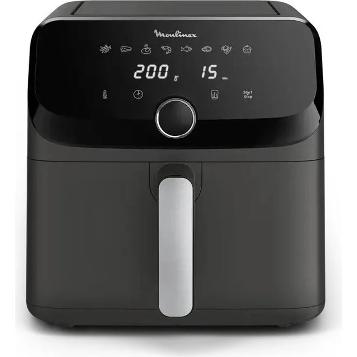 Moulinex Easy Fry Mega EZ855HF0, Heißluftfritteuse mit 7,5L Fassungsvermögen und 2020W Leistung, Holzkohle Grau