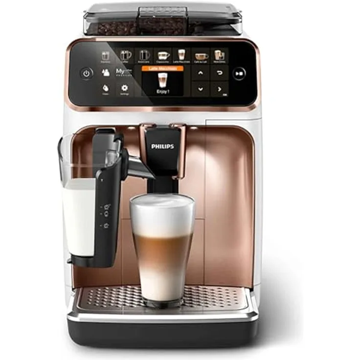 Philips Kaffeevollautomat EP5443/70 5400 Series, 12 Kaffeespezialitäten, Chromdesign, mit LatteGo-Milchsystem und TFT-Display